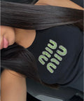 TOP MIU STRASS NOIR / VERT