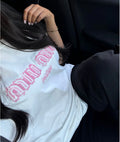 T-SHIRT MIU BLANC/ROSE