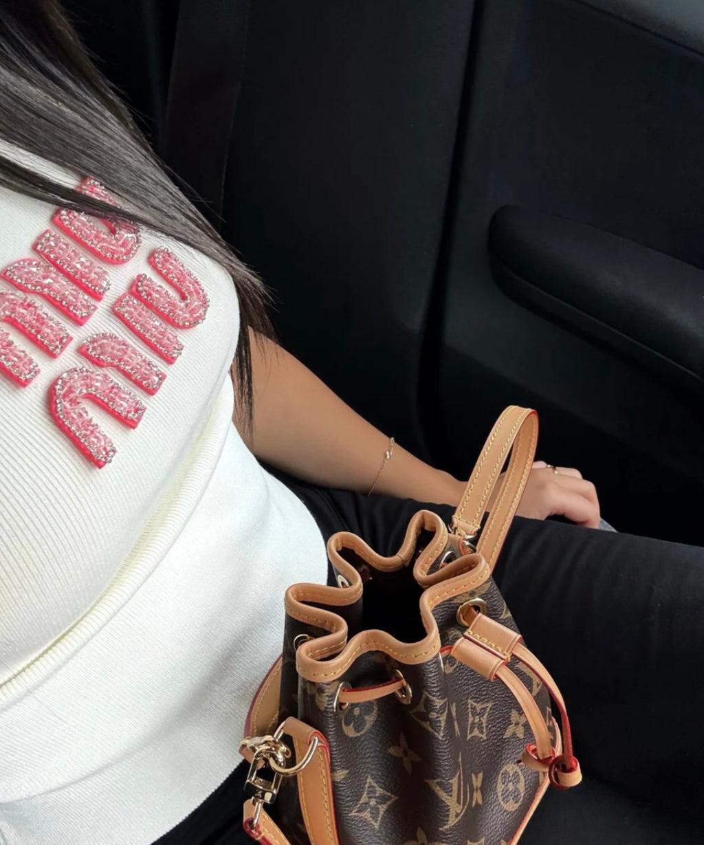 TOP MIU STRASS BLANC / ROSE