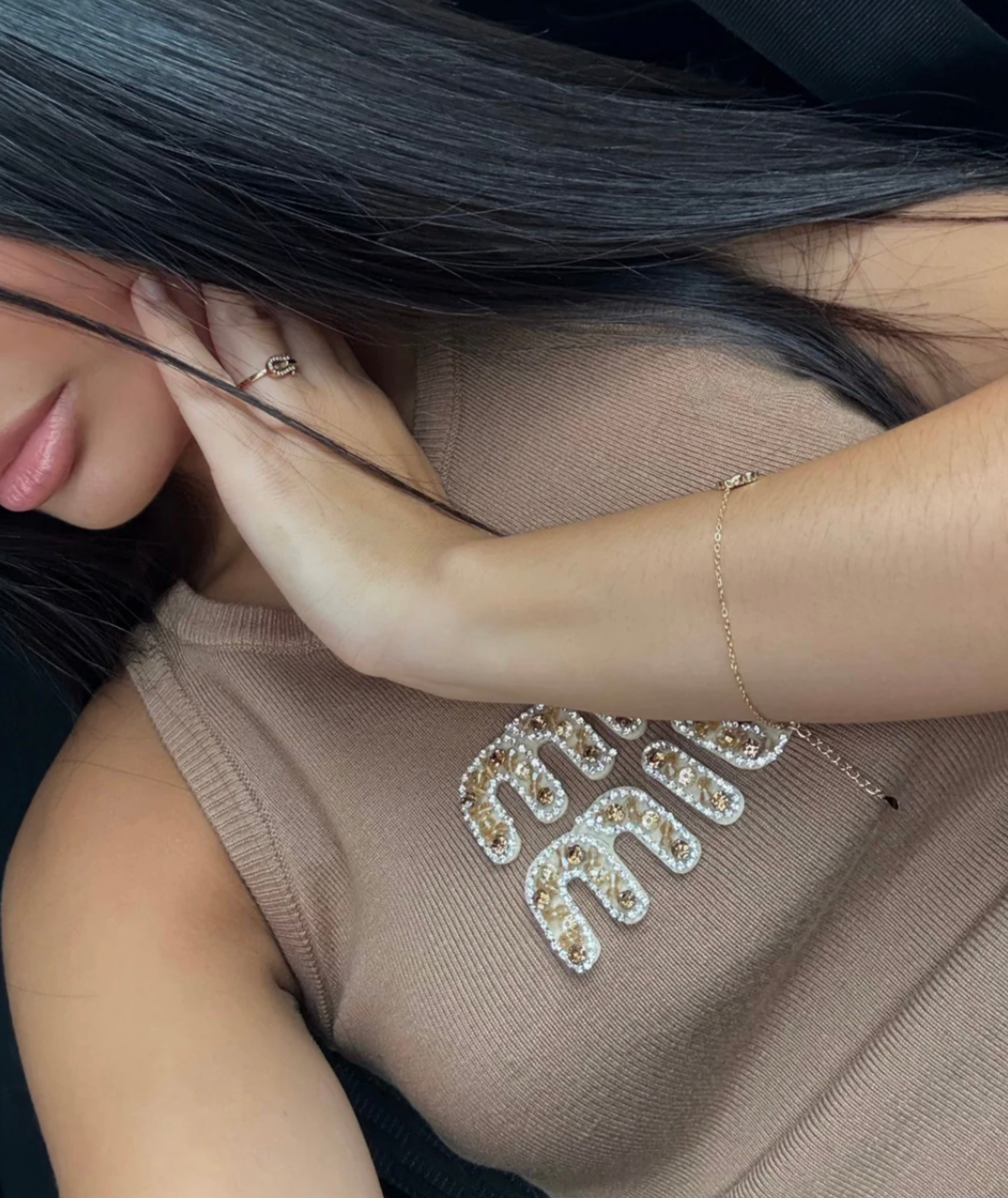 TOP MIU STRASS MARRON