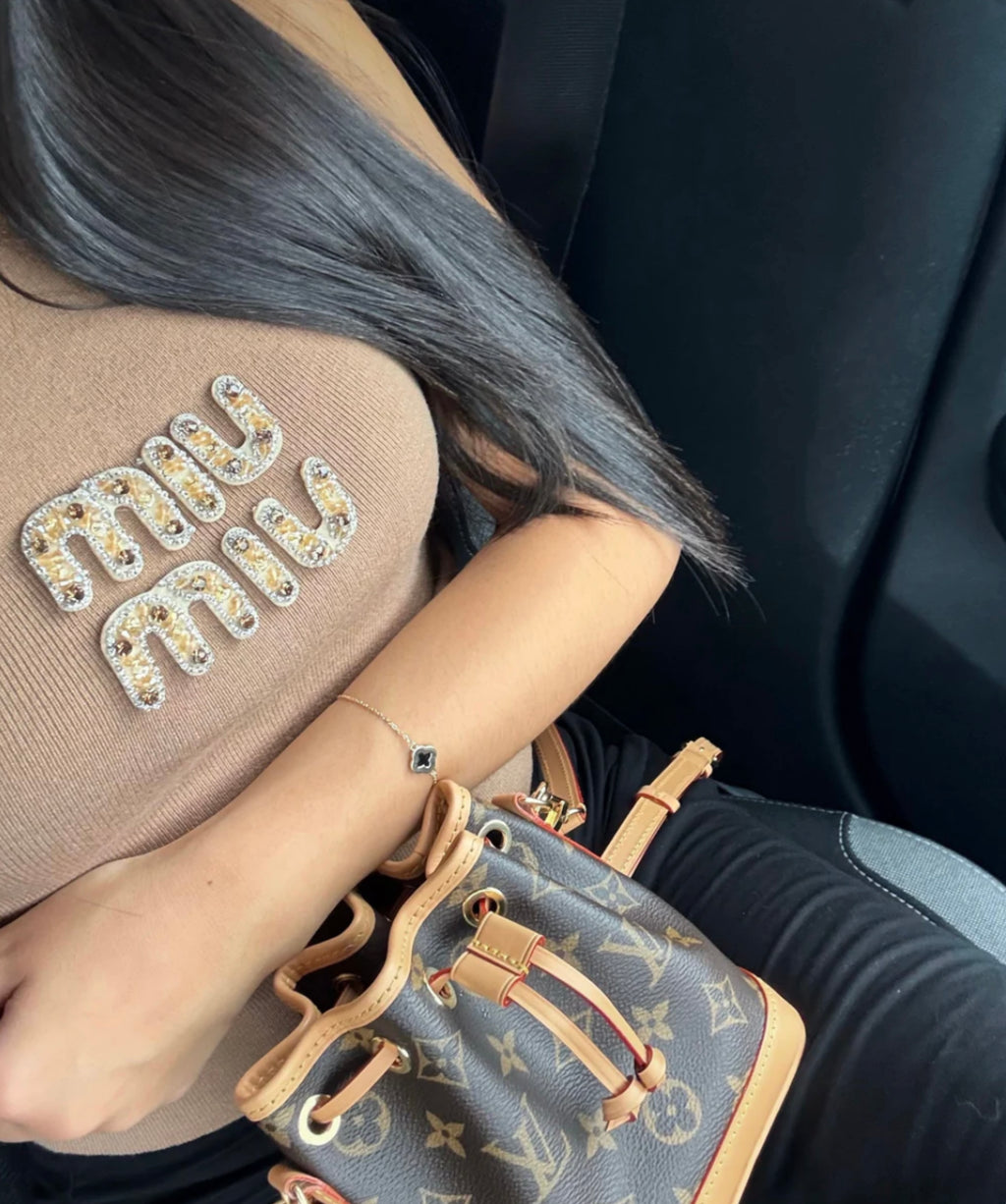 TOP MIU STRASS MARRON