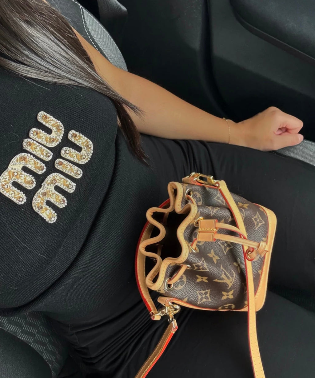 TOP MIU STRASS NOIR / MARON