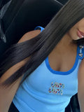 TOP MIU BOUTON BLEU