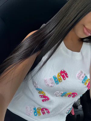 TOP MIU MULTICOLOR BLANC